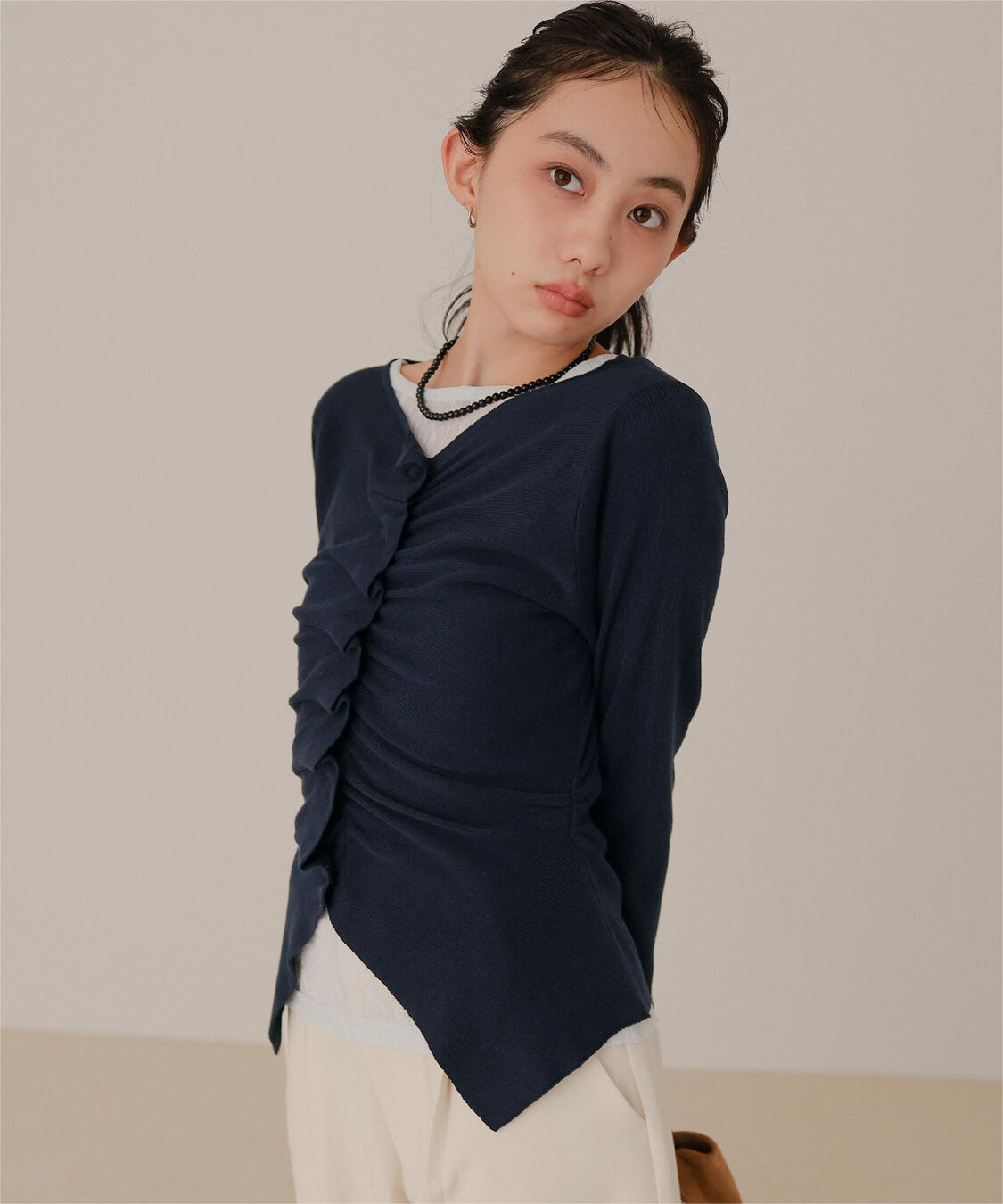 miette「フロントギャザーボタンニット」|ニット・セーター|