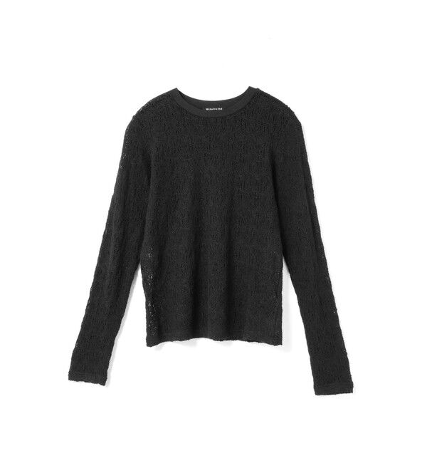 mizuiro ind「mizuiro ind レースクルーネックTシャツ」|Tシャツ・カットソー|ブラック