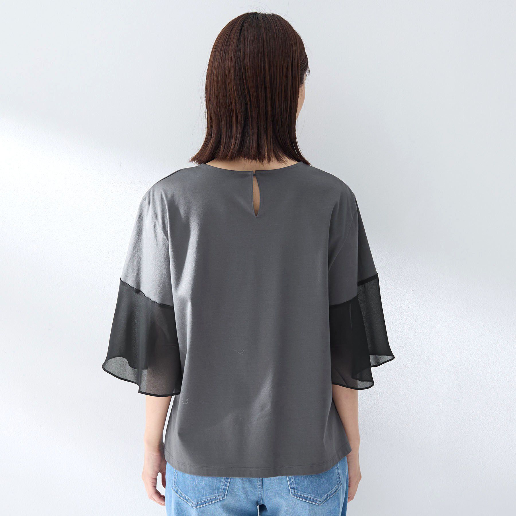 UNTITLED「【洗える/華奢見え】袖シアープルオーバー」|Tシャツ・カットソー|