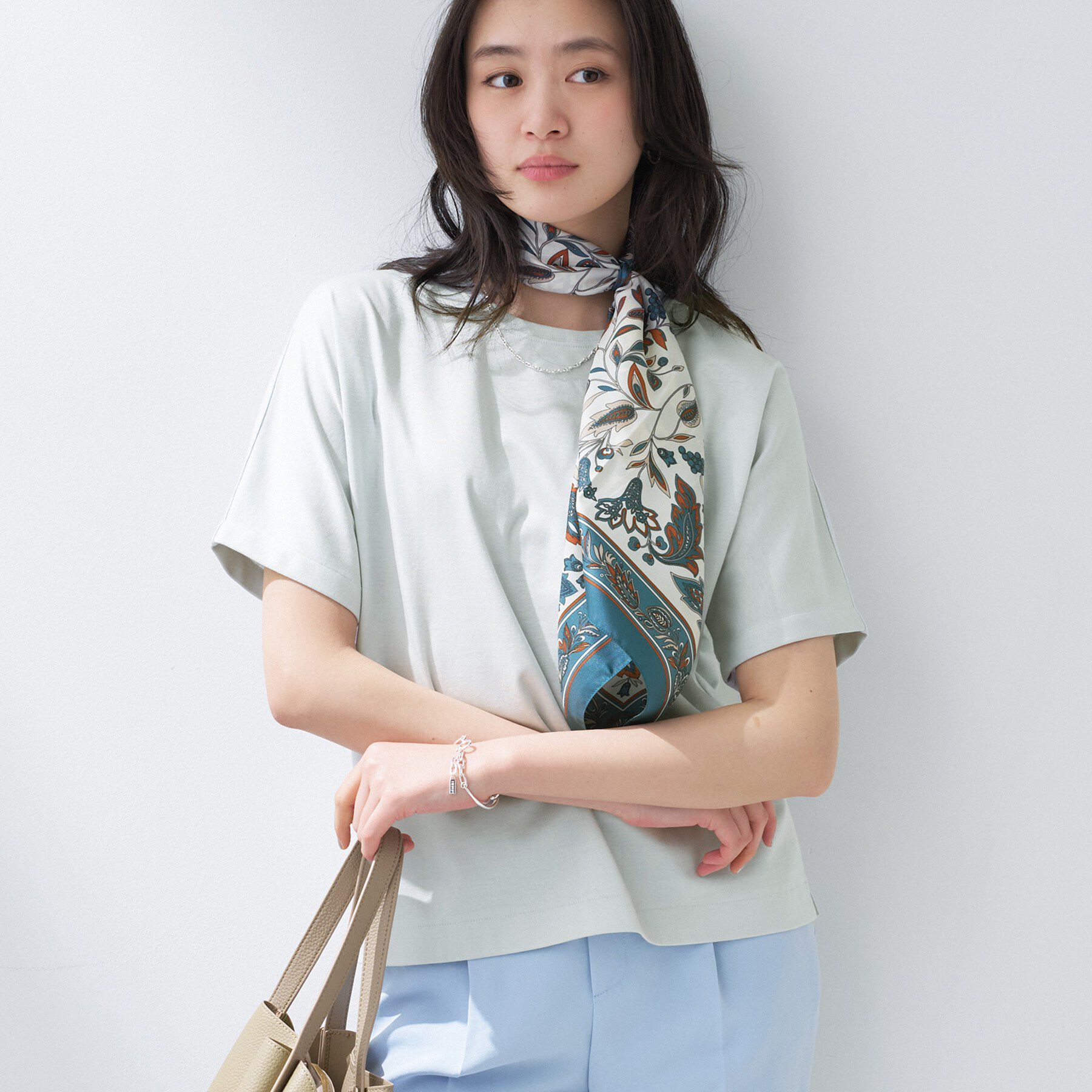 INDIVI「【汗ジミ防止／褒められTシャツ】上品カジュアル！ドルマンTシャツ」|Tシャツ・カットソー|ミントグリーン(02