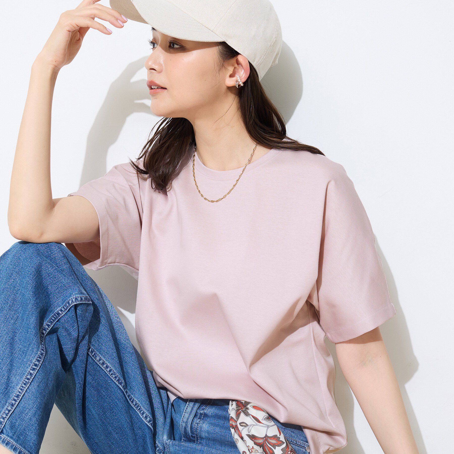 INDIVI「【汗ジミ防止／褒められTシャツ】上品カジュアル！ドルマンTシャツ」|Tシャツ・カットソー|ピンク(071)