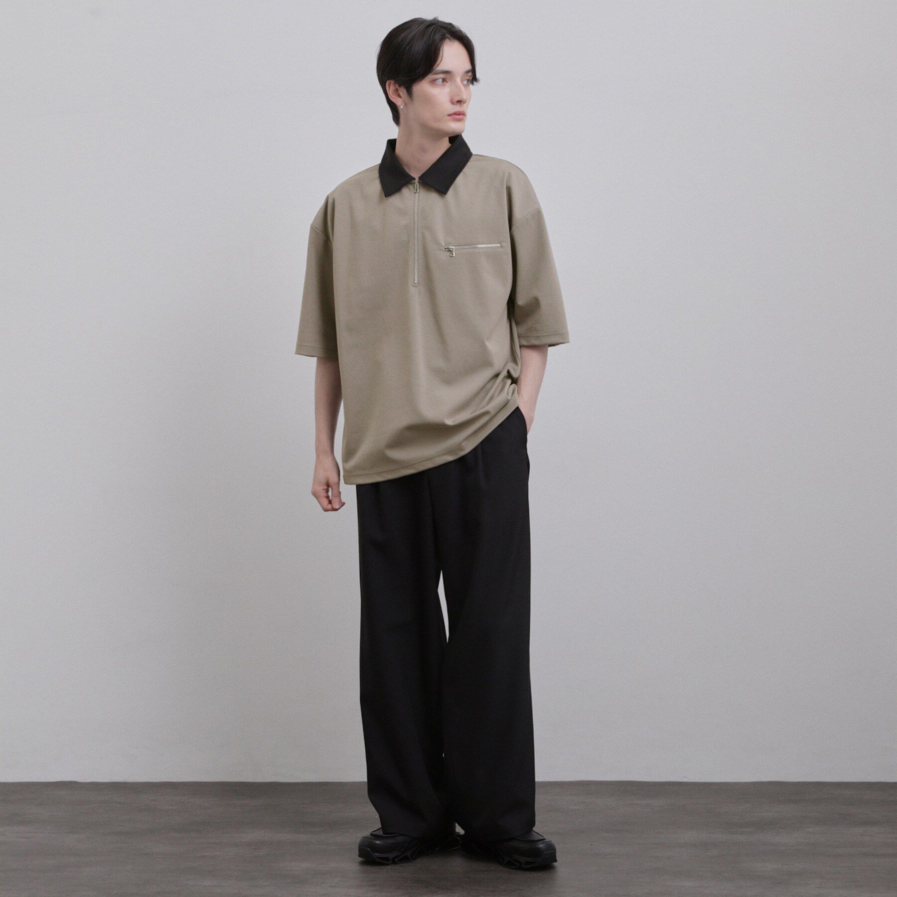 tk.TAKEO KIKUCHI「【人気商品！】カラースイッチハーフジップポロ/ドロップショルダー/ポロシャツ/ドライタッチ」|Tシャツ・カットソー|