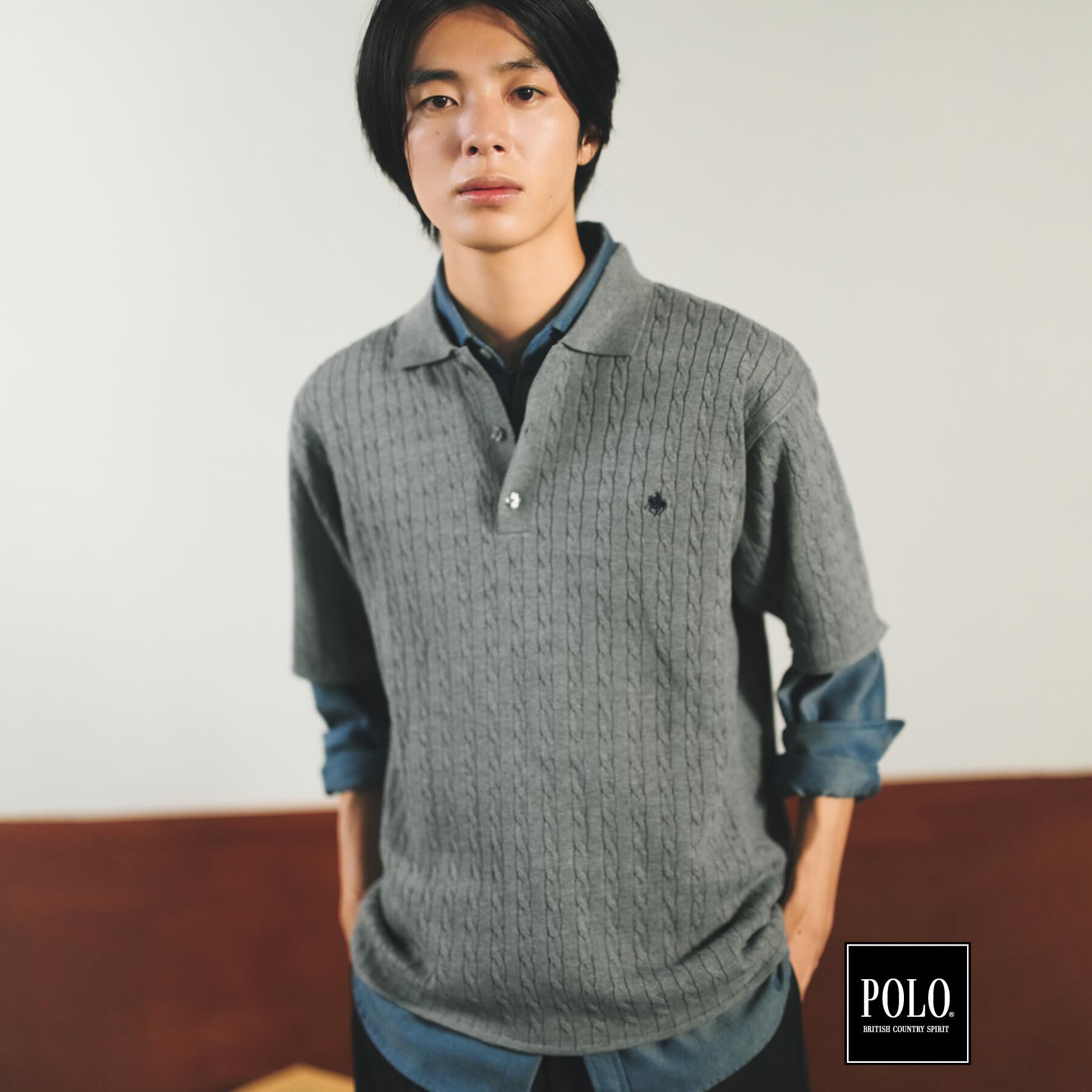 THE SHOP TK「POLO BCS/ケーブルニットポロ」|ニット・セーター|
