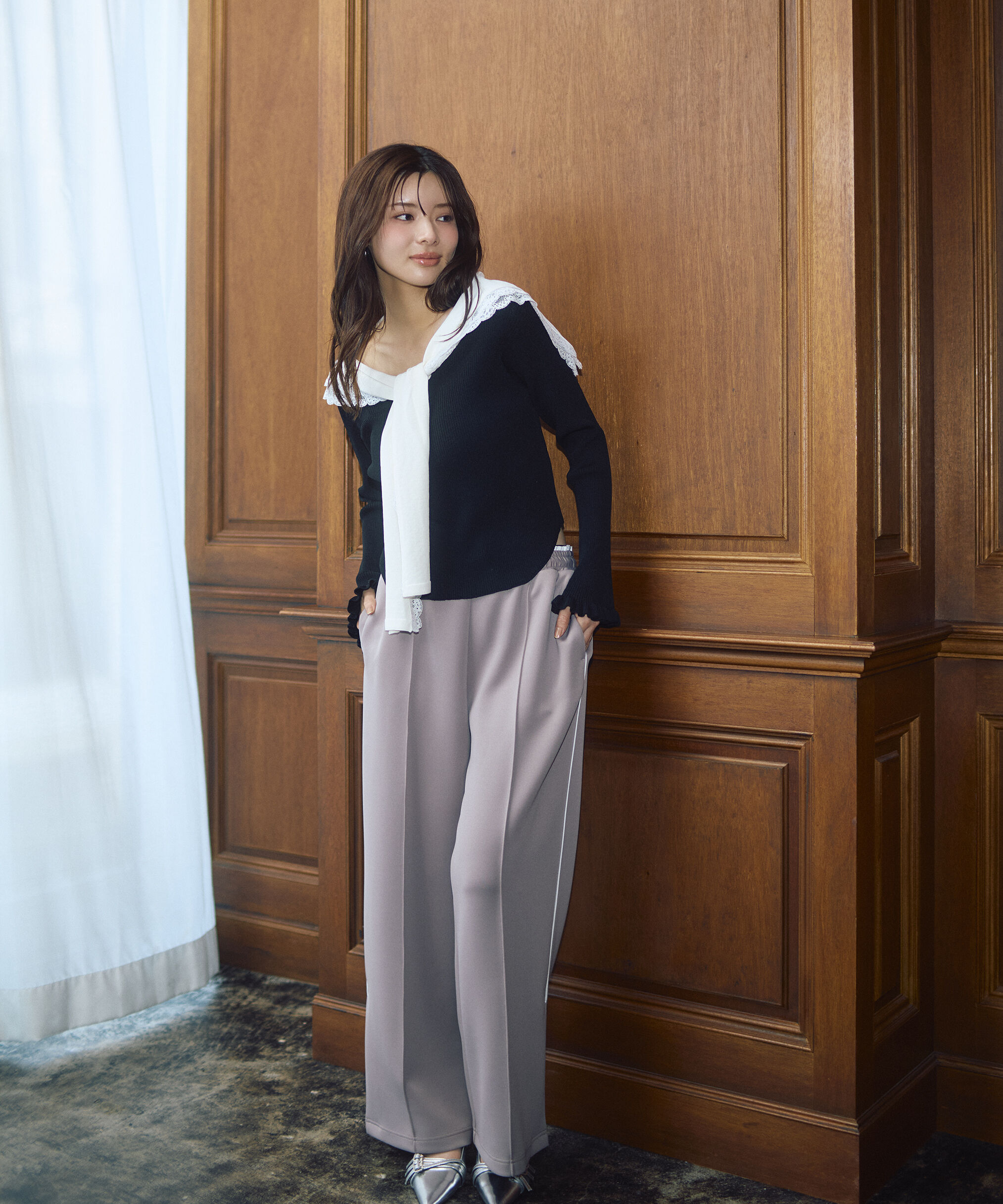 PROPORTION BODY DRESSING「＜新津のんさんコラボ＞〈a/mie〉セーラーニット 26SS」|カーディガン|