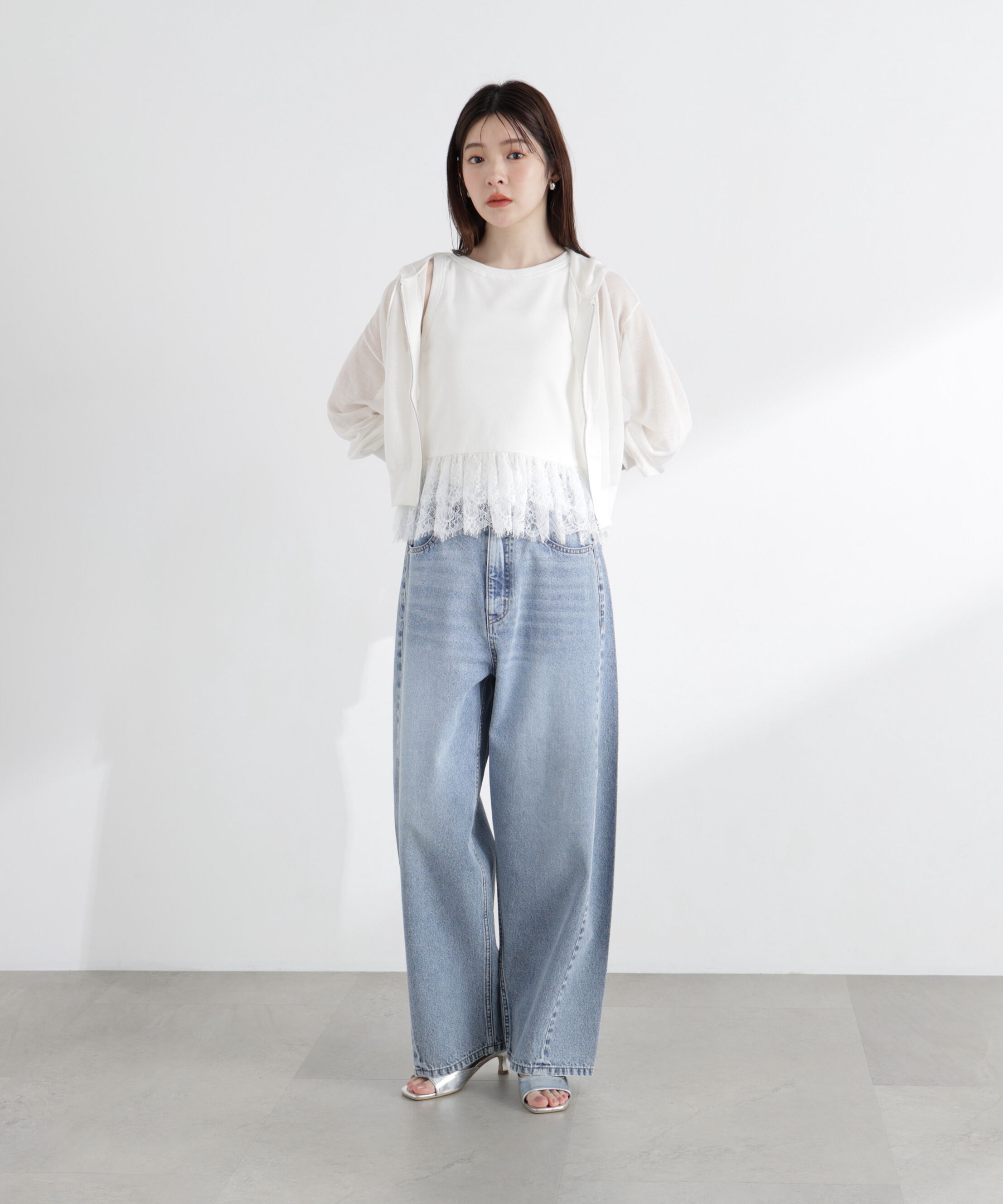 PROPORTION BODY DRESSING「〈a/mie〉シアーニットパーカー」|ニット・セーター|
