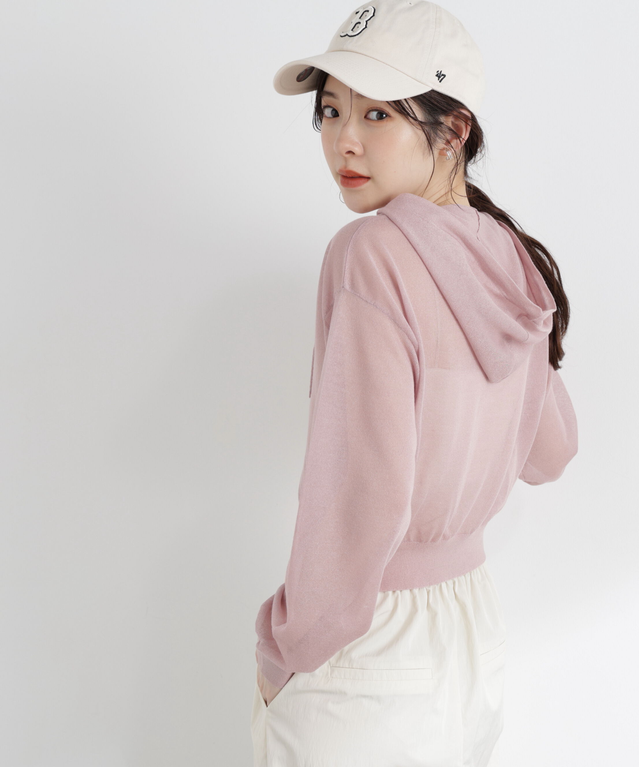PROPORTION BODY DRESSING「〈a/mie〉シアーニットパーカー」|ニット・セーター|