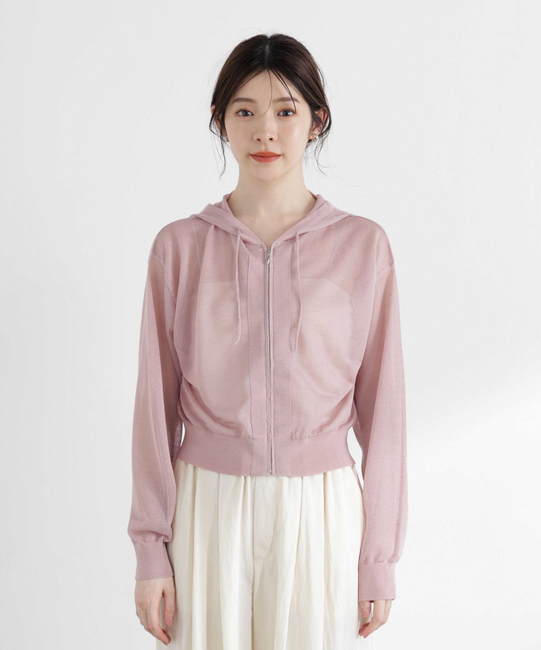 PROPORTION BODY DRESSING「〈a/mie〉シアーニットパーカー」|ニット・セーター|