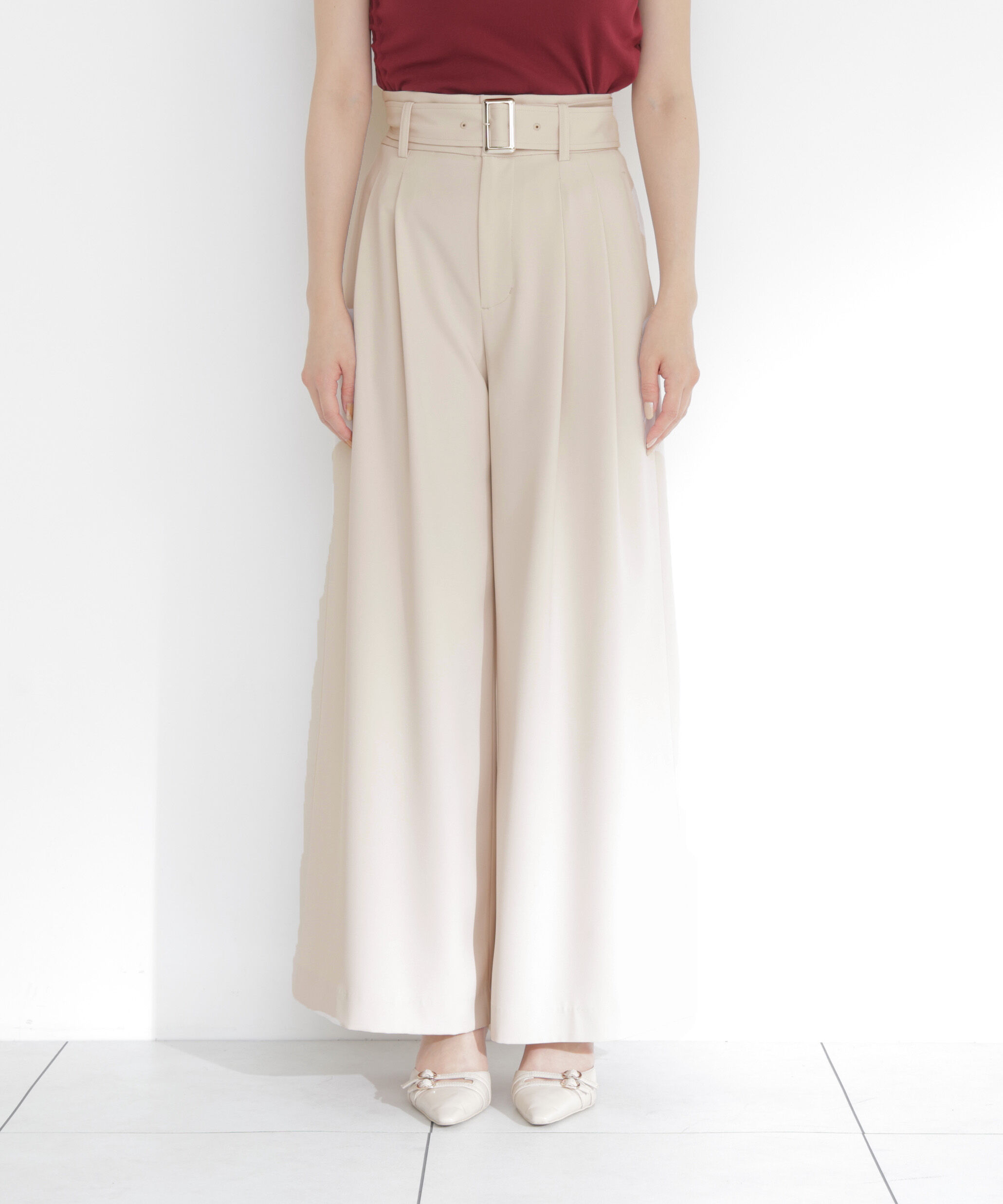 PROPORTION BODY DRESSING「＜a/mie＞ベルト付き2タックワイドパンツ」|その他|