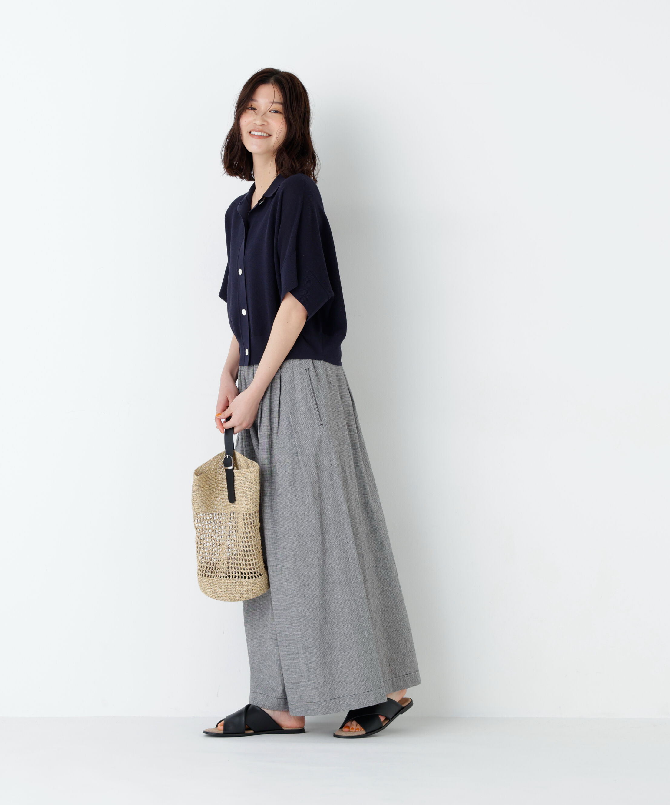  「《大人気追加生産 / 洗える / ｺﾞﾑｳｴｽﾄ》ﾘﾈﾝ混ﾜｯｼｬｰﾀｯｸ 」|スカート|