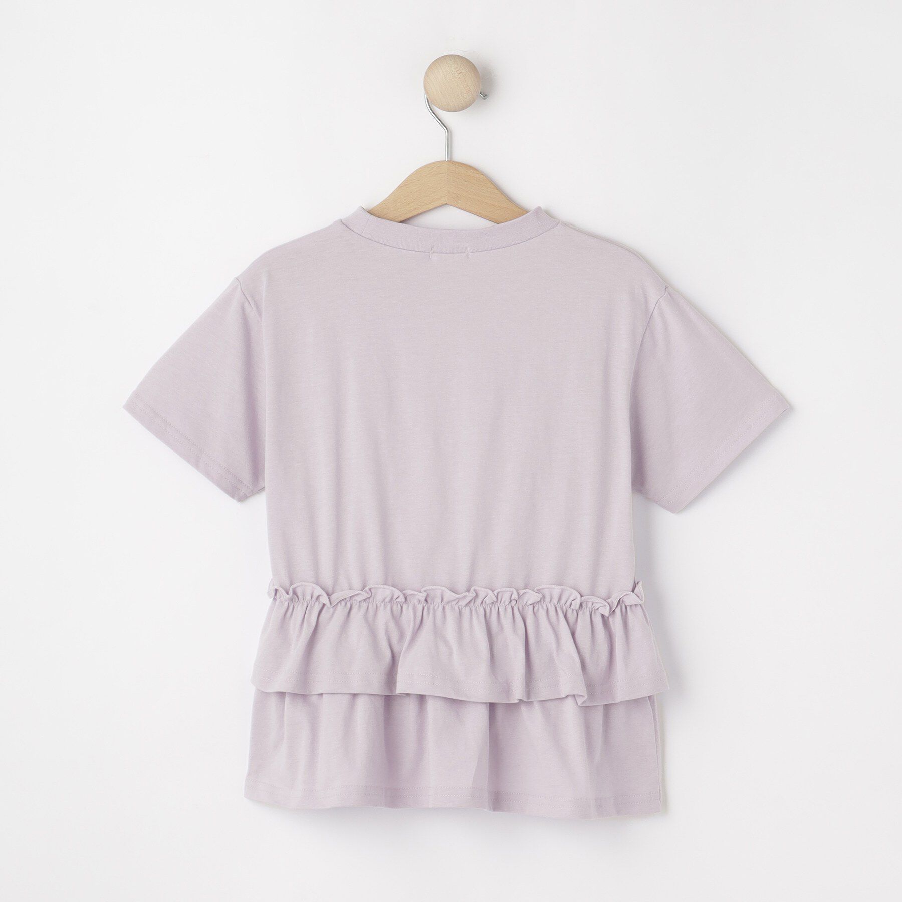 SHOO･LA･RUE「【100-150cm】裾フリルハート刺繍Tシャツ」|Tシャツ・カットソー|