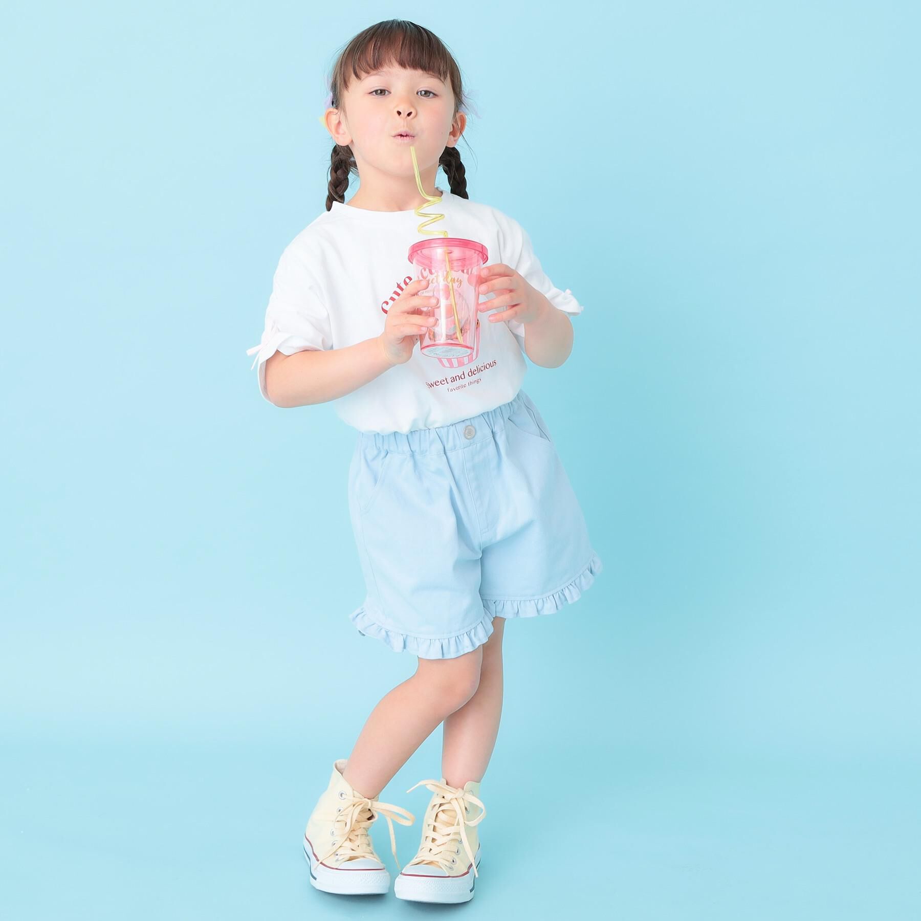 SHOO･LA･RUE「【100-150cm/洗濯機可】フリルショートパンツ」|キュロット|
