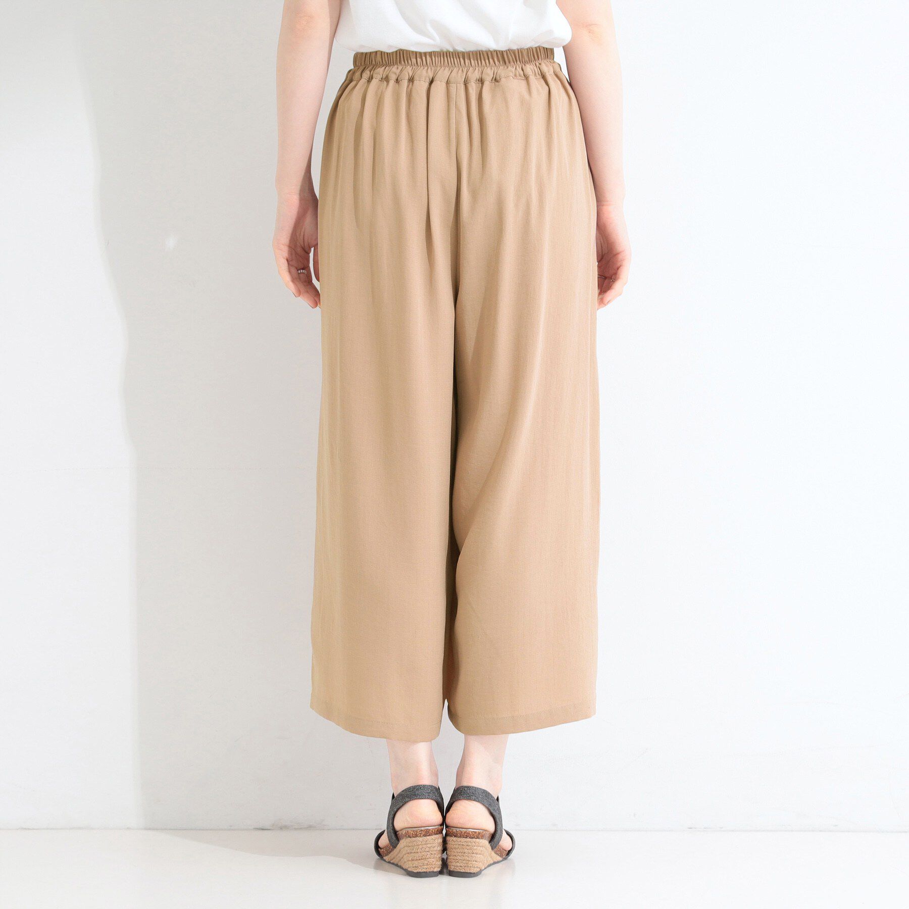 SHOO･LA･RUE「【セットアップ可/S-LL/洗濯機可】上品で涼し気 ゆれる麻調タックスカーチョパンツ」|その他|