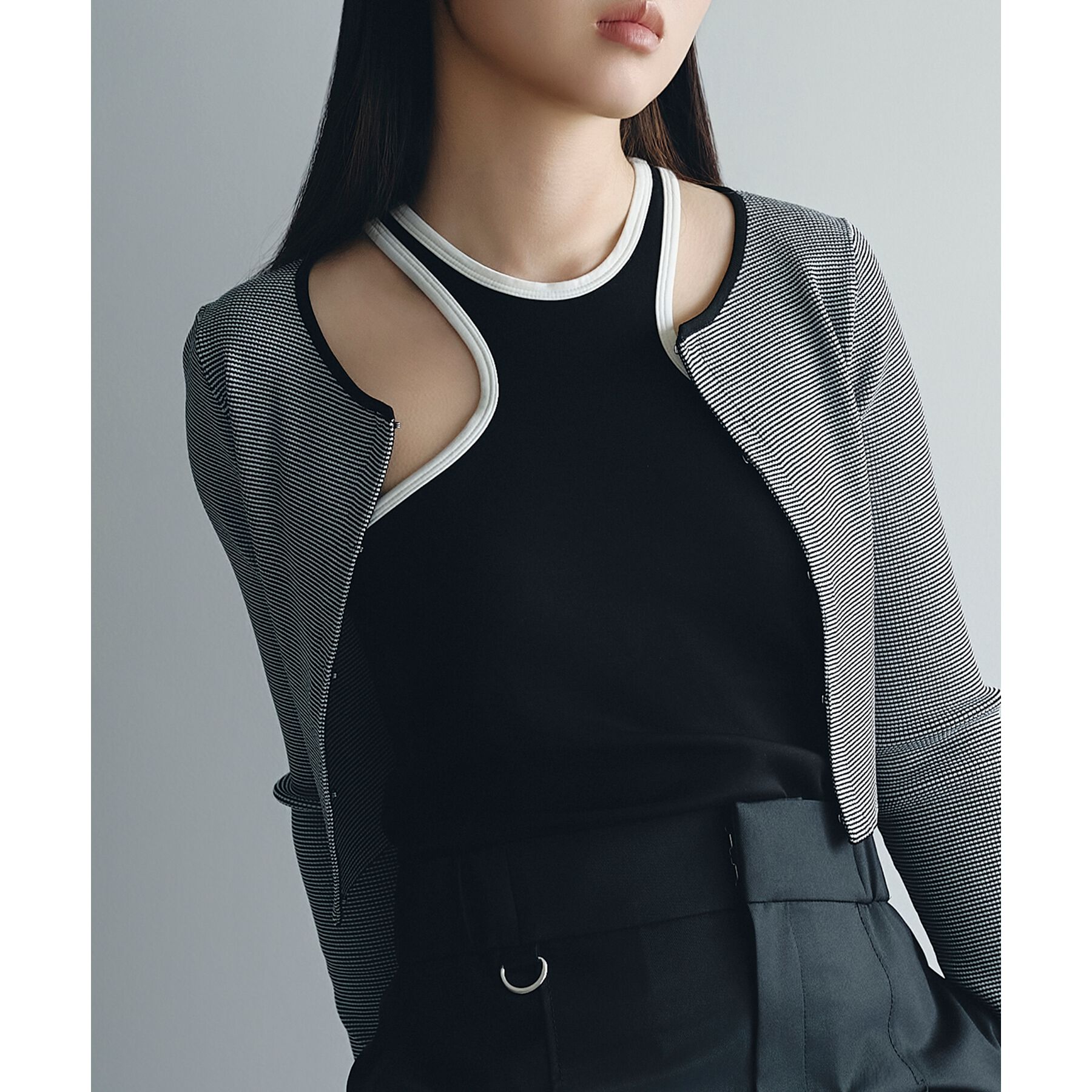 CODE A「【Cup-in】design cut tank」|キャミソール|ブラック(519)