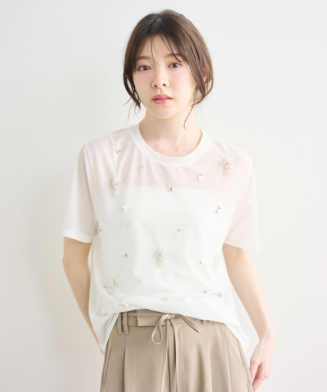 COCO DEAL「ビジューシアーTシャツ」|Tシャツ・カットソー|
