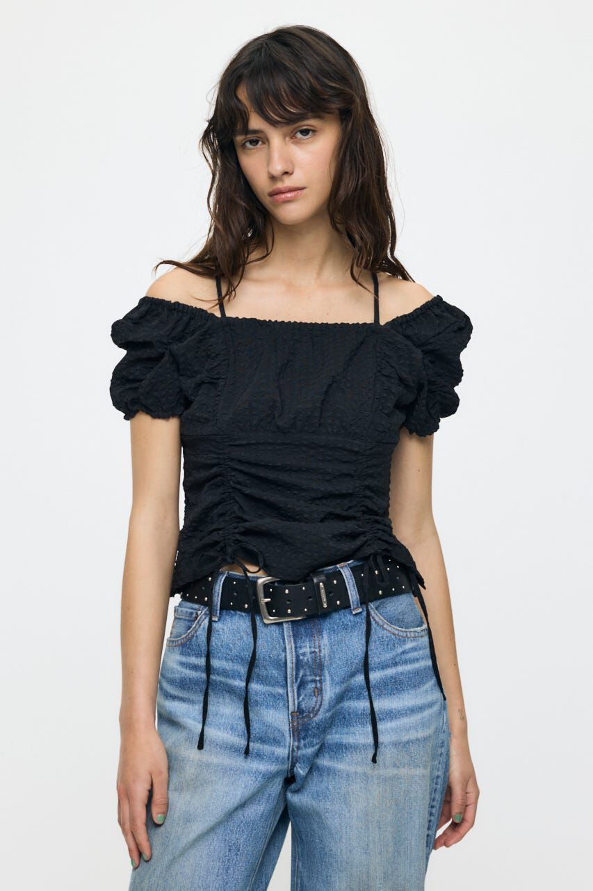 MOUSSY「MULTIWAY GATHER ブラウス」|シャツ・ブラウス|BLK