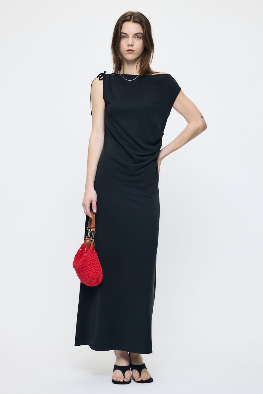 MOUSSY「ASSYMMETRY NECK JERSEY ドレス」|ワンピース|BLK