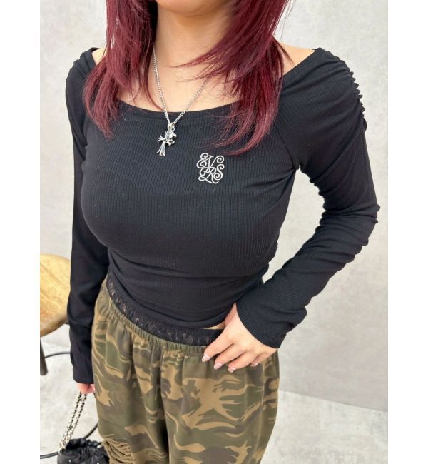 EVRIS「オフショルフーディトップス」|Tシャツ・カットソー|
