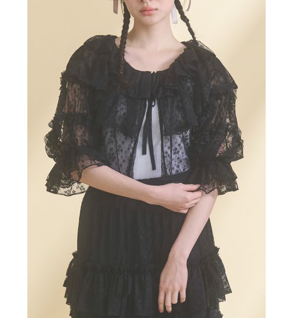 merry jenny「floral sheer bolero」|ボレロ|ブラック
