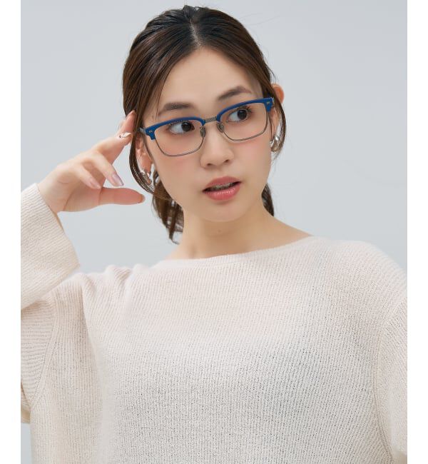  「メガネ | サーモント チタン アルミ製 軽量 メタル 伊達・度付き ユニセックス Zoff  レンズ交換券付」|メガネ|ネイビー3
