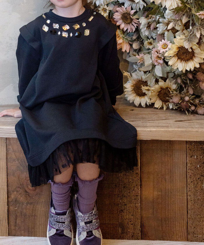 BACKYARD FAMILY「Rora ワンピース 通販 ダリア ストーンワンピース 子供服 キッズワンピース 長袖 カジュアル」|その他|