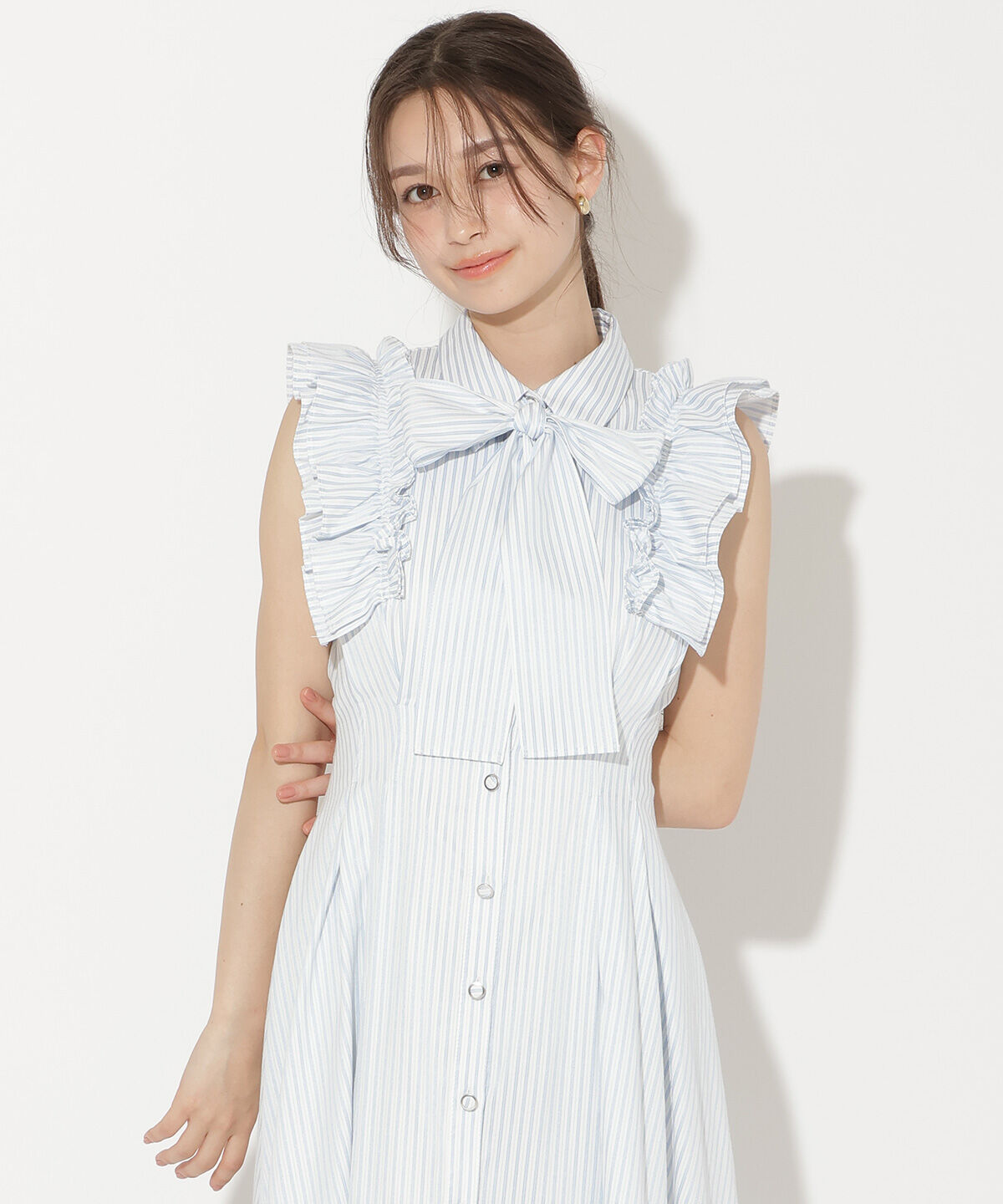 WILLSELECTION「フリルスリーブボウタイシャツワンピース」|ワンピース|