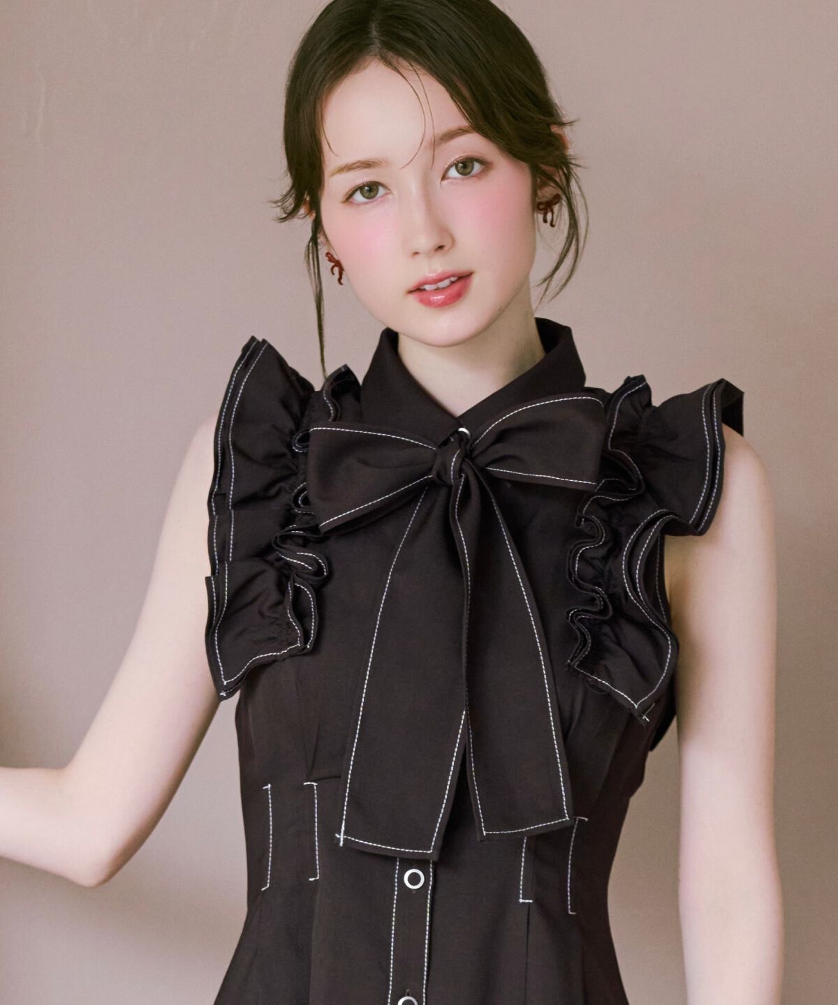 WILLSELECTION「フリルスリーブボウタイシャツワンピース」|ワンピース|