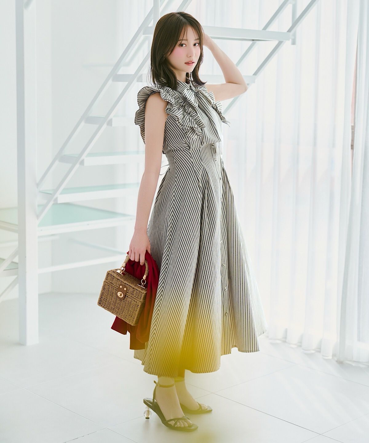 WILLSELECTION「フリルスリーブボウタイシャツワンピース」|ワンピース|