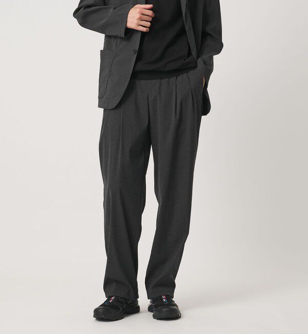 UNITED ARROWS「ウェザーコンフォート メランジ 2プリーツ バルーンパンツ 撥水 ヨコストレッチ」|チノ|DK.GRAY