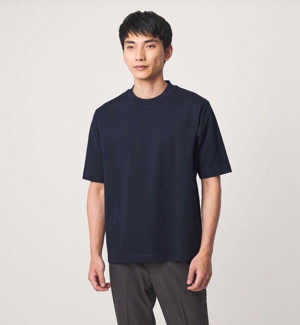 UNITED ARROWS green label relaxing「ミニ ワッフル ビズ クルーネック カットソー -UVカット-」|Tシャツ・カットソー|NAVY