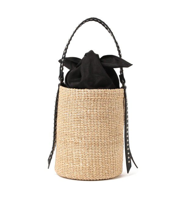 Demi-Luxe BEAMS 「VIOLAd&rsquo;ORO / アバカ スタッズ バケツ トートバッグ」|トートバッグ|NATURAL&times;BLACK