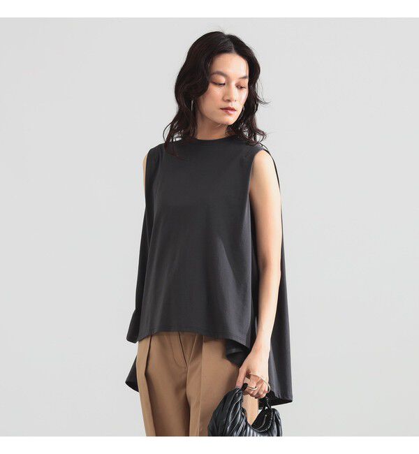 Demi-Luxe BEAMS 「【接触冷感・UVカット】コットン バックフレア ノースリーブ プルオーバー」|Tシャツ・カットソー|CHARCOAL GRAY