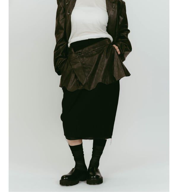 JOINT WORKS「Knuth Marf/クヌースマーフ cut layered mid length skirt」|スカート|ブラック