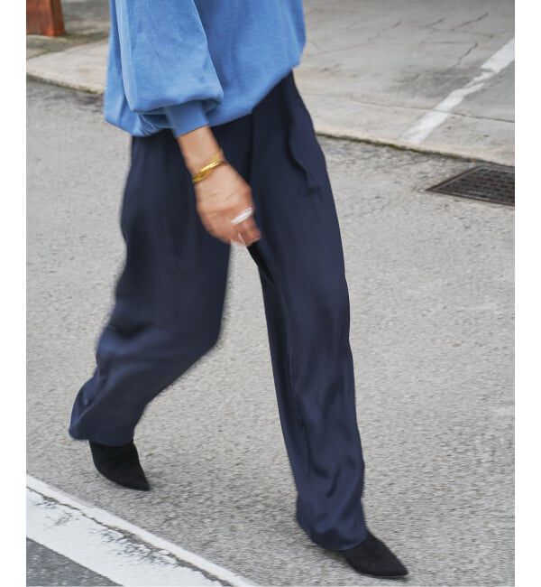VERMEIL par iena「シルクパンツ」|スラックス|ネイビー