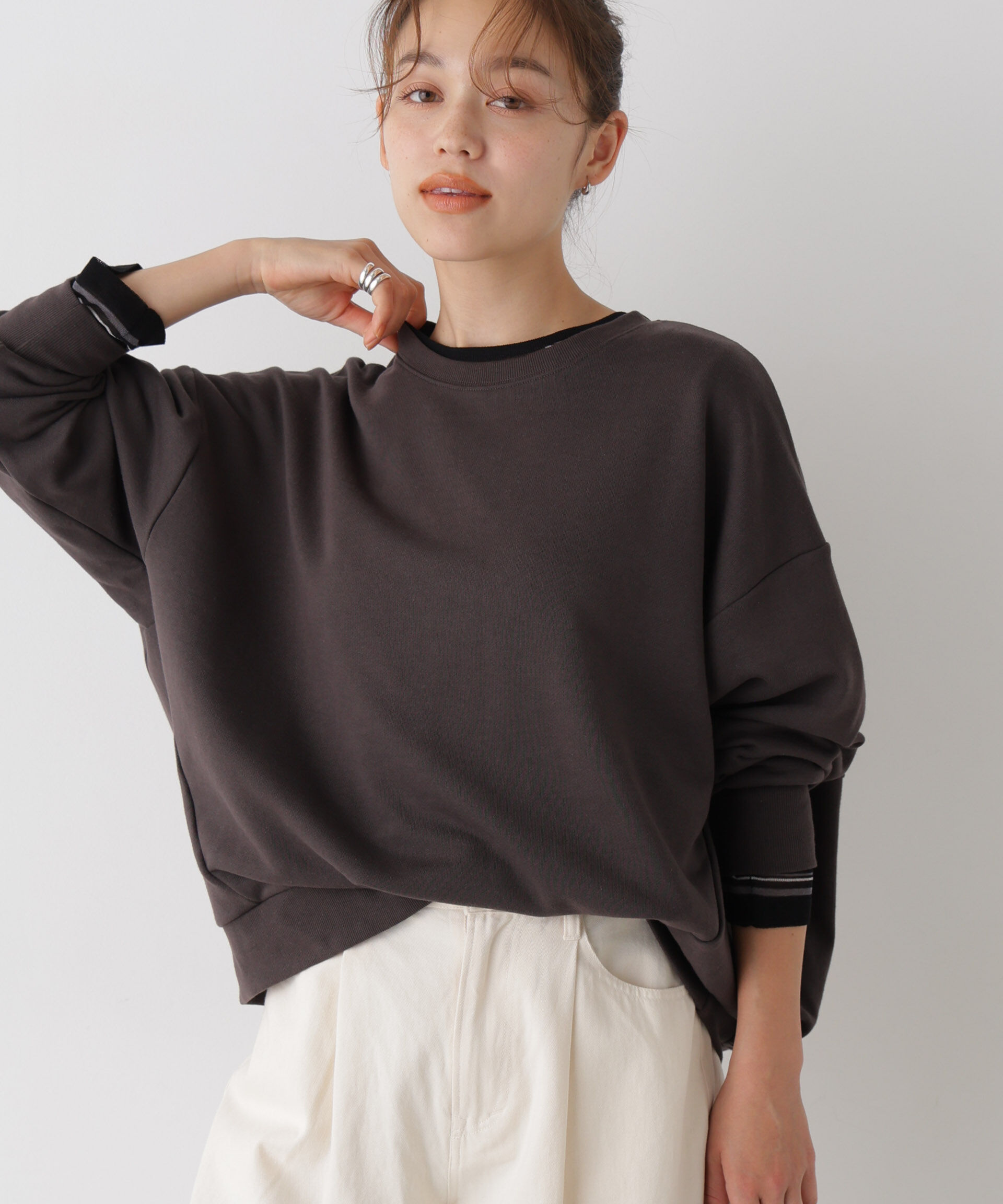 NANO universe「バックボリューム裏毛スウェットプルオーバー」|Tシャツ・カットソー|