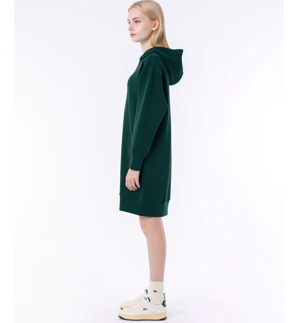 LACOSTE「ブランドネームロゴステッチダブルフェイススウェットフーディードレス / ロングスウェットパーカー」|ワンピース|