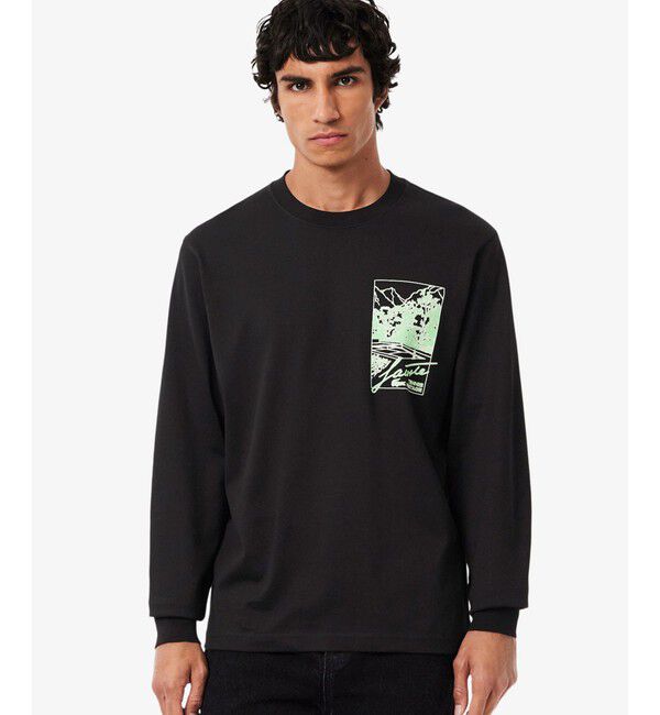 LACOSTE「テニスヘリテージプリントロングスリーブTシャツ」|Tシャツ・カットソー|ブラック