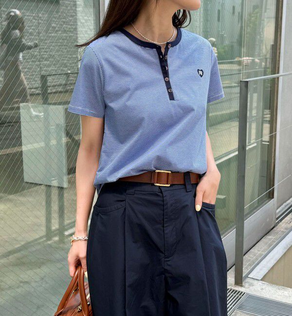 fredy emue「【昨年大人気！待望の再登場】ハートFR刺しゅうヘンリーネックTシャツ」|Tシャツ・カットソー|
