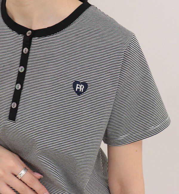 fredy emue「【昨年大人気！待望の再登場】ハートFR刺しゅうヘンリーネックTシャツ」|Tシャツ・カットソー|
