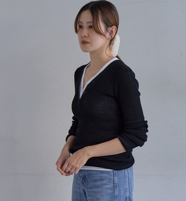  「【再入荷】ヘンリーネックレイヤードニット」|ニット・セーター|