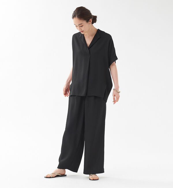 qualite「《セットアップ対応》リネンライクワイドパンツ」|その他|