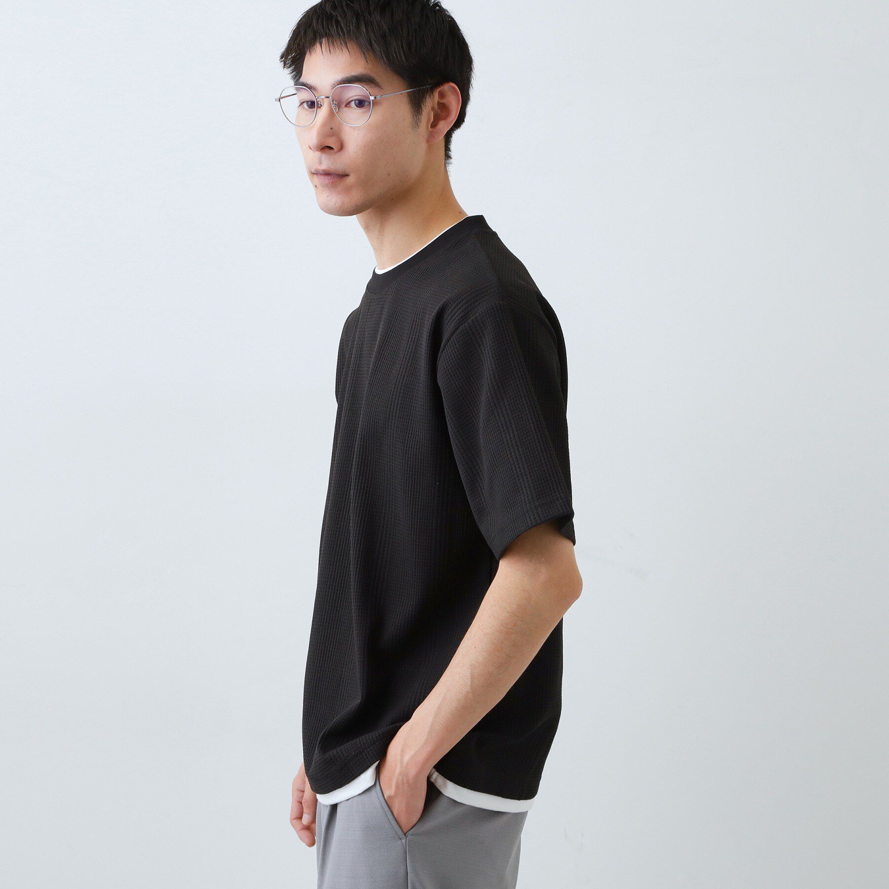 THE SHOP TK「【ラクして決まる！】レイヤード風半袖Tシャツ　洗濯機OK」|Tシャツ・カットソー|