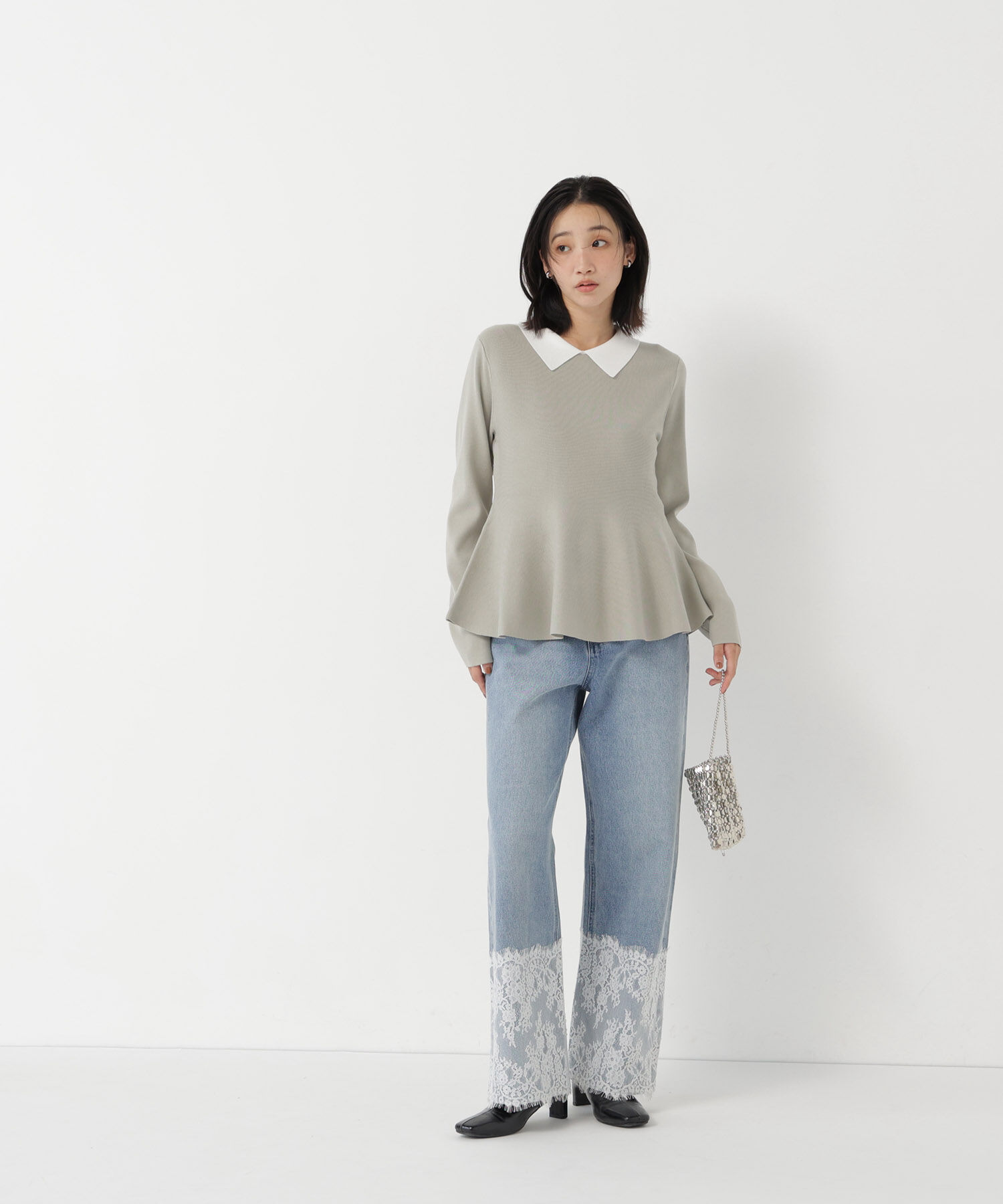  「ヘムレースワイドデニムパンツ」|その他|