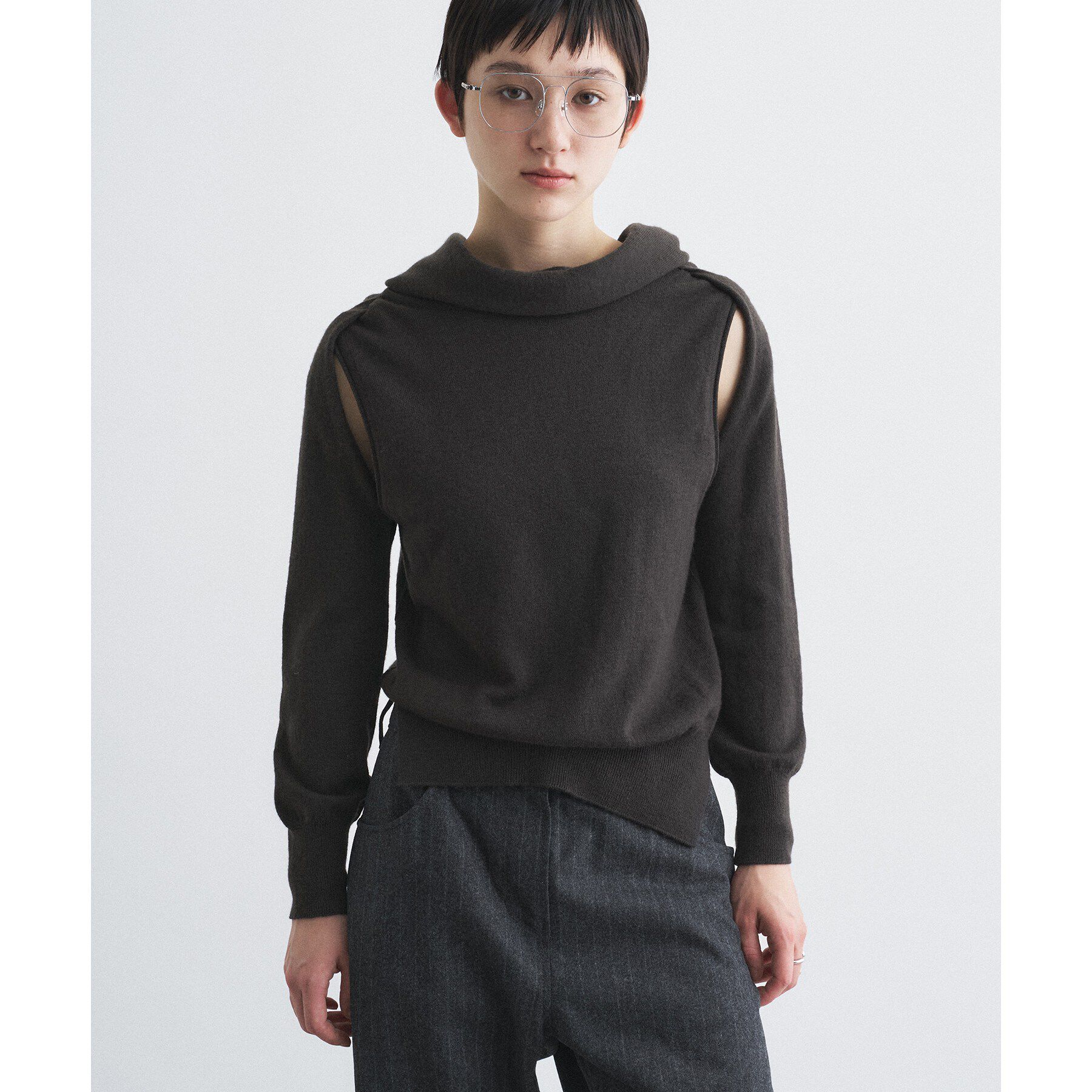 CODE A「SYSTEM｜CONVERTIBLE－SLEEVE WOOL KNIT TOP」|ニット・セーター|