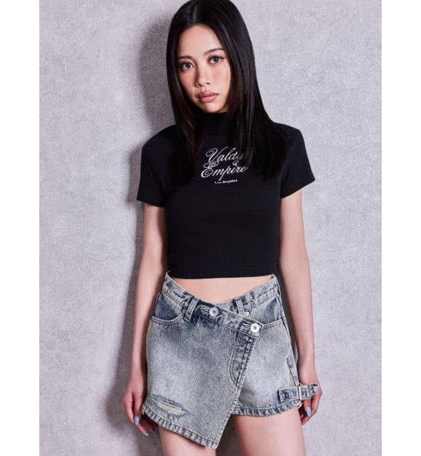GYDA「Valdy Empireハーフスリーブテレコタートルトップス」|Tシャツ・カットソー|