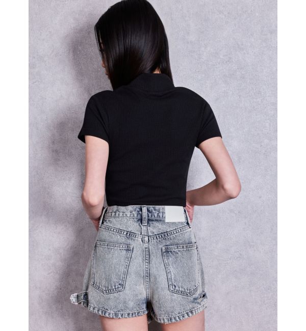 GYDA「Valdy Empireハーフスリーブテレコタートルトップス」|Tシャツ・カットソー|