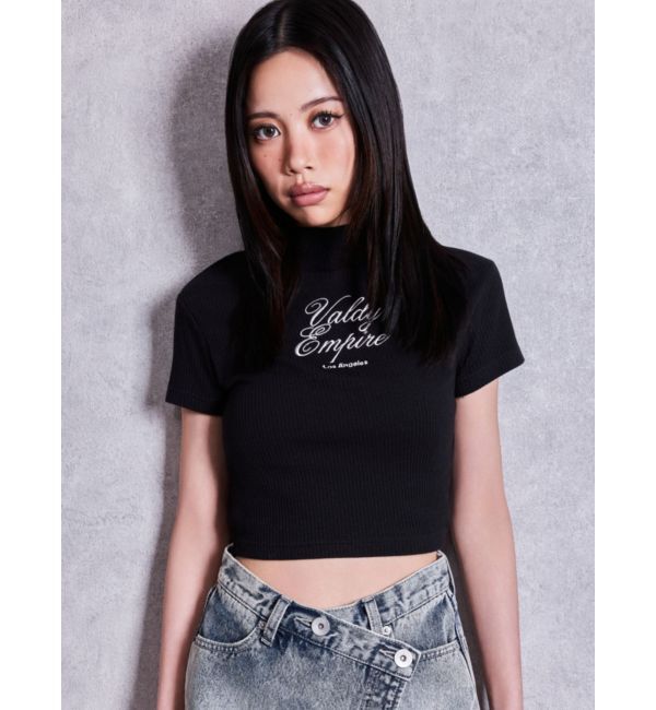GYDA「Valdy Empireハーフスリーブテレコタートルトップス」|Tシャツ・カットソー|ブラック