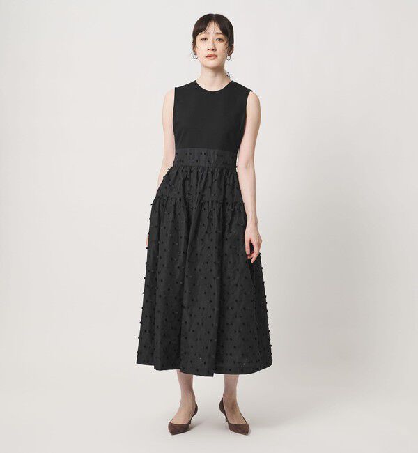UNITED ARROWS「ドットリボン カットジャガード ワンピース ‐ウォッシャブル‐」|ワンピース|BLACK