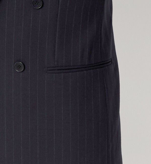 UNITED ARROWS「ネイビー ストライプ ダブル 6ボタン スーツ MCーMODEL ヨコストレッチ」|スーツ|