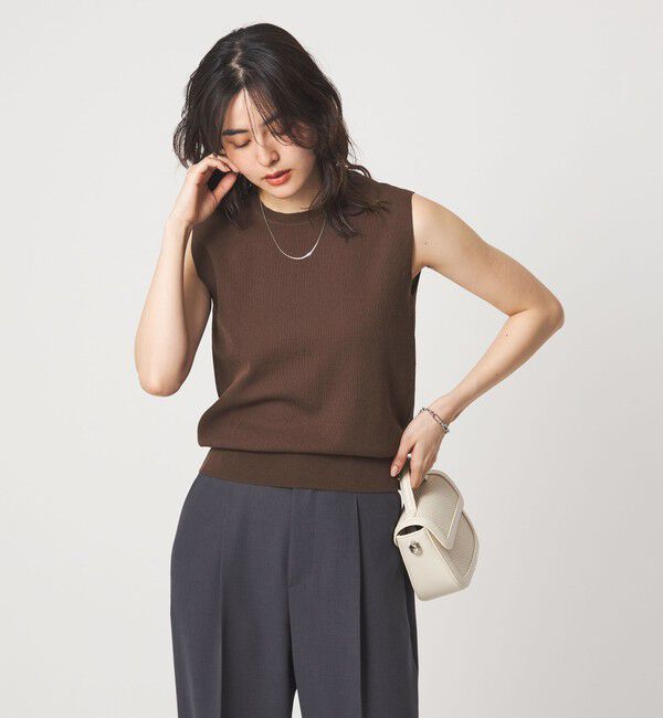 UNITED ARROWS green label relaxing「ブライトシアー ノースリーブ ニット」|ニット・セーター|