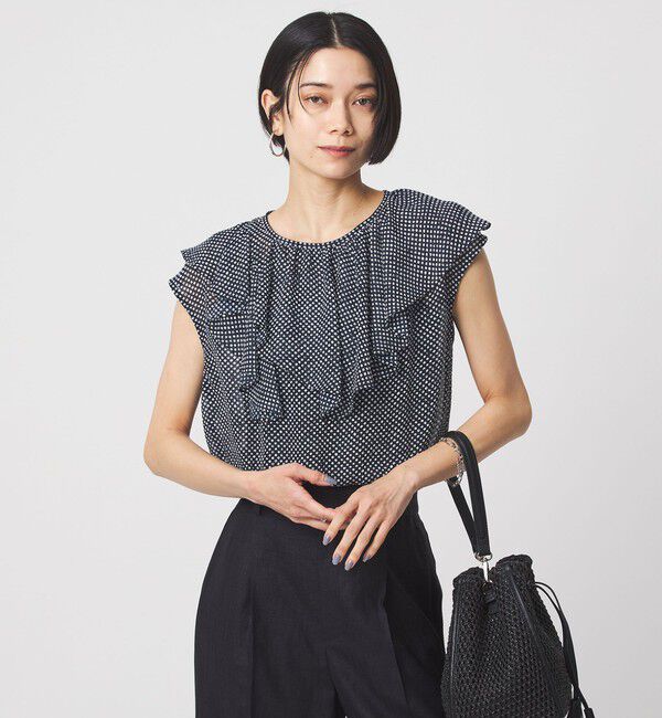 UNITED ARROWS green label relaxing「アシンメトリー フリル フレンチスリーブ ブラウス」|シャツ・ブラウス|